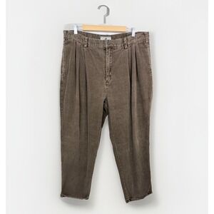 North Bay Corduroy Pleated Pants Mens 40x32 Brown Good Vintage 90s Relaxed Fit